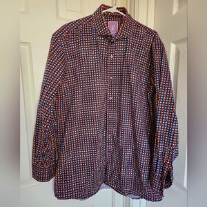 Robert Lewis Downtown Cotton Long Sleeve Shirt Geometric Circles Colorful XL